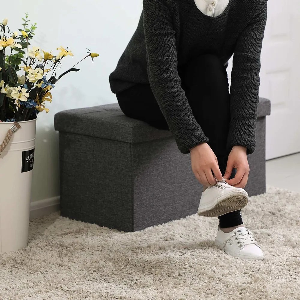 Taburet s úložným priestorom OTO, 76x38x38cm, antracitová SongmicsHome