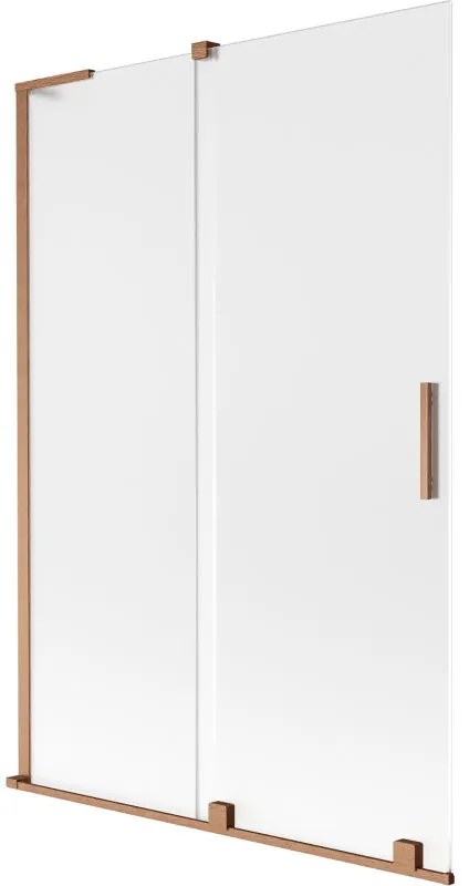 Mexen Velar L, 2-krídlová posuvná vaňová zástena 120 x 150 cm, 8mm sklo námraza, medená matná, 896-120-003-31-65