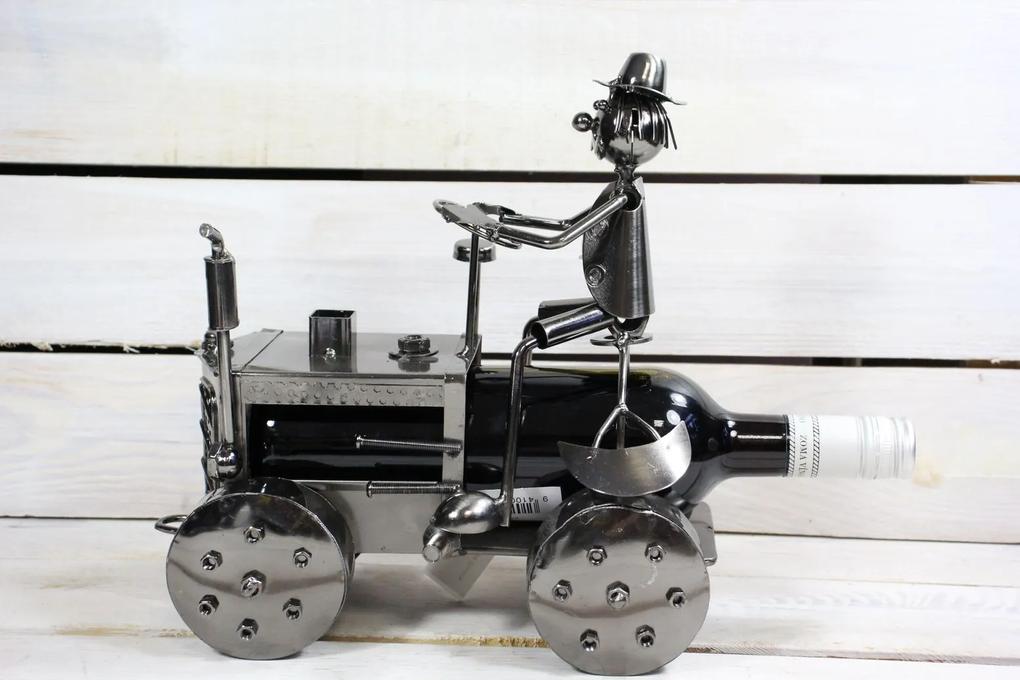 Kovový stojan na fľašu - traktor (26x29,5 cm) | BIANO