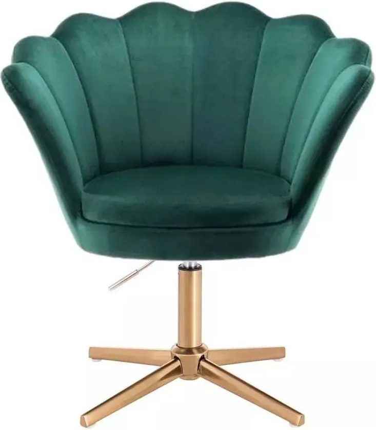LuxuryForm DESIGN Kreslo FREY VELUR na zlatom kríži - zelené