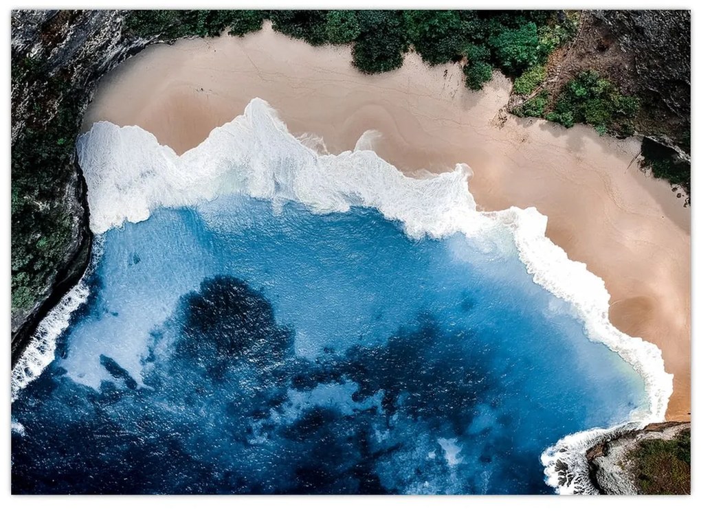 Sklenený obraz pláže Nusa Penida, Indonézia (70x50 cm)