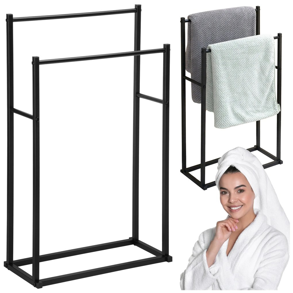 Vešiak na uteráky s 2 ramenami TORMES čierny