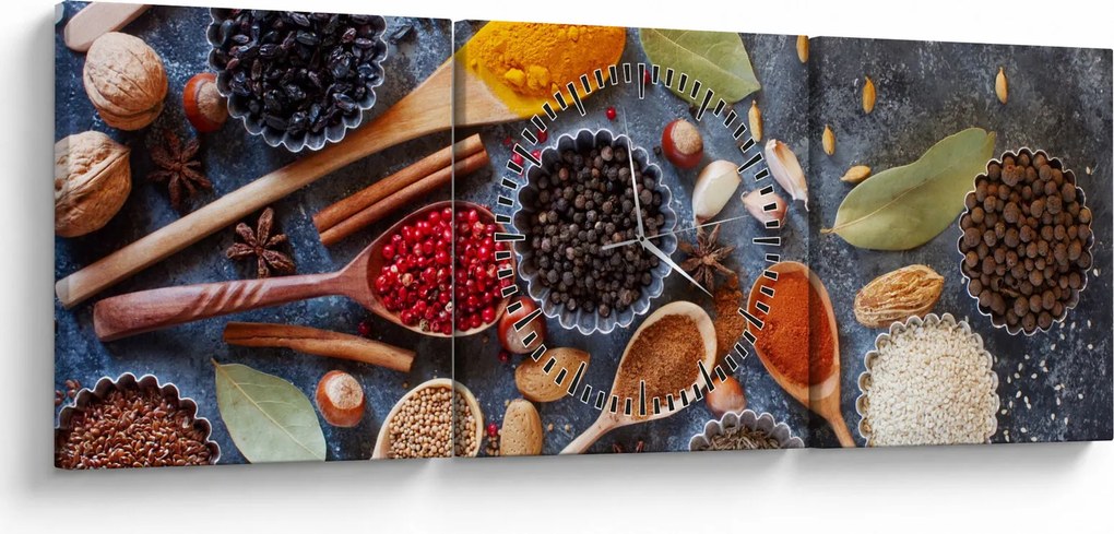 Obraz - Korenie (s hodinami) (90x30 cm)