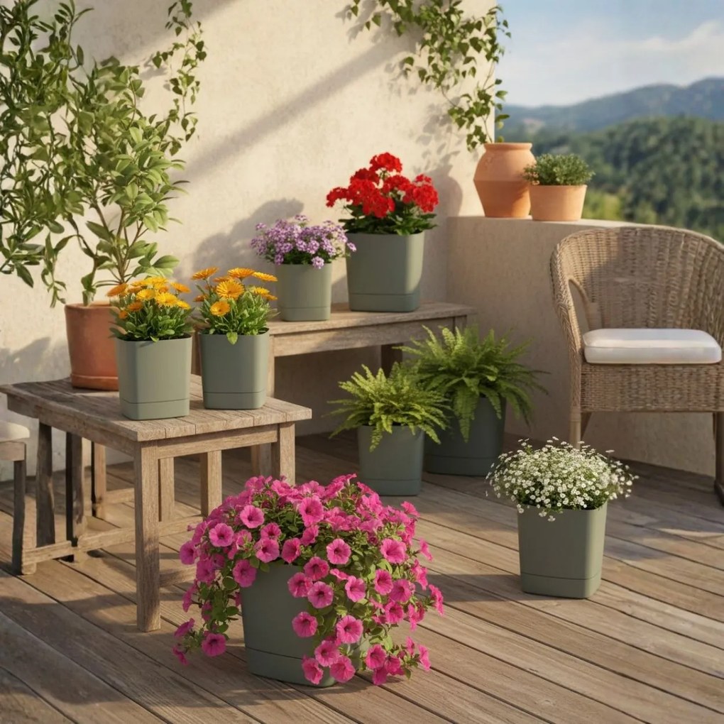 PLASTOVÝ KVETINÁČ CUBI 25X27,5 CM MÄTOVÁ