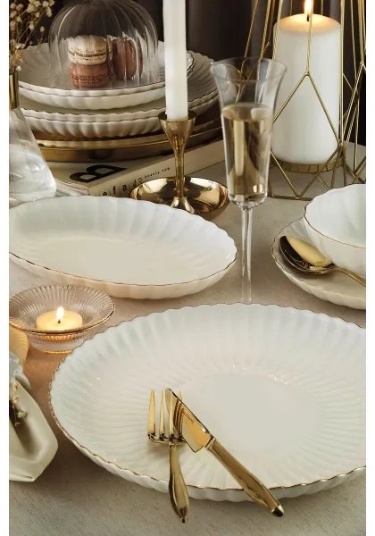 Jedálenská súprava 27 ks biela/zlatá/porcelán