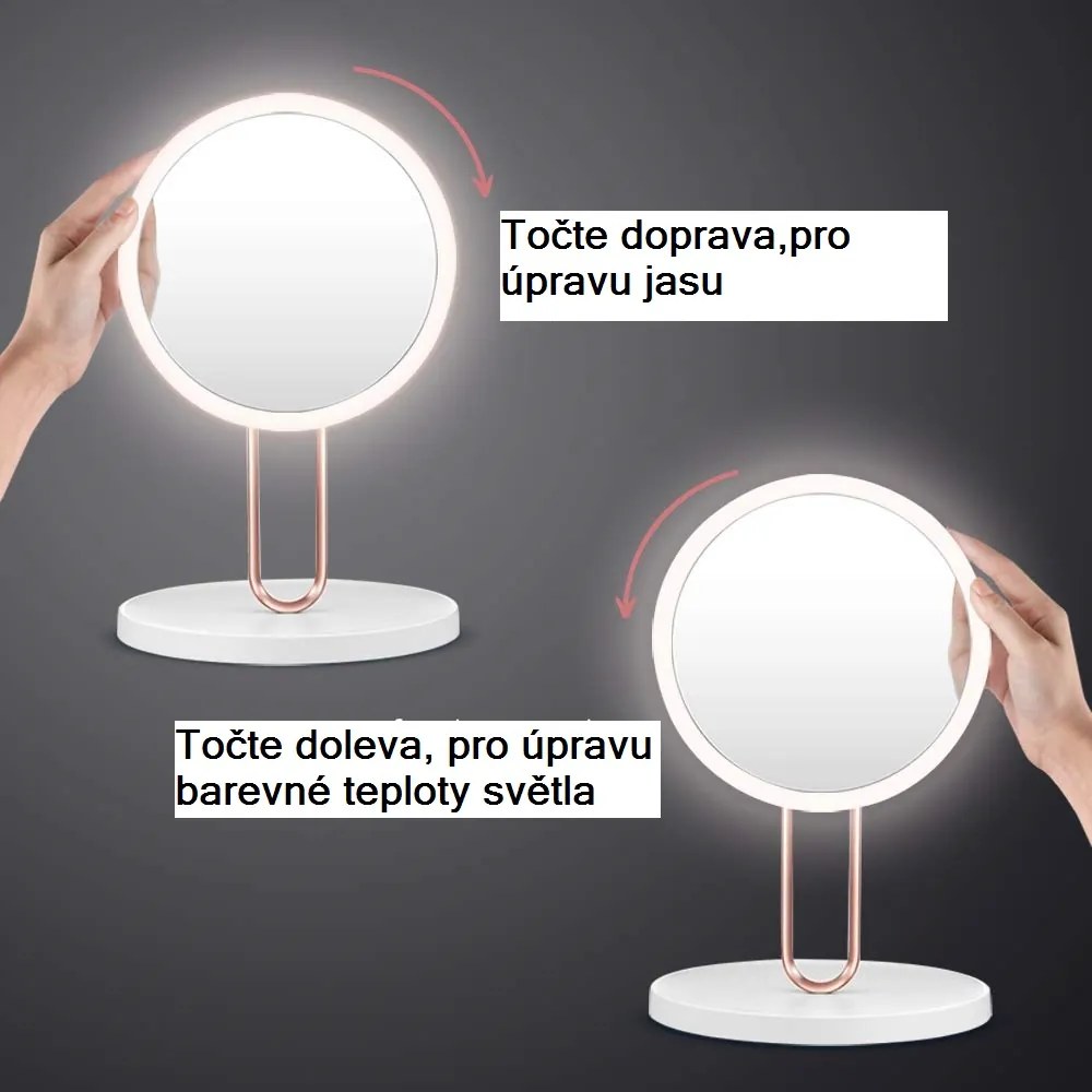 Bezdoteku LED kozmetické makeup zrkadlo BALET nabíjacie biele