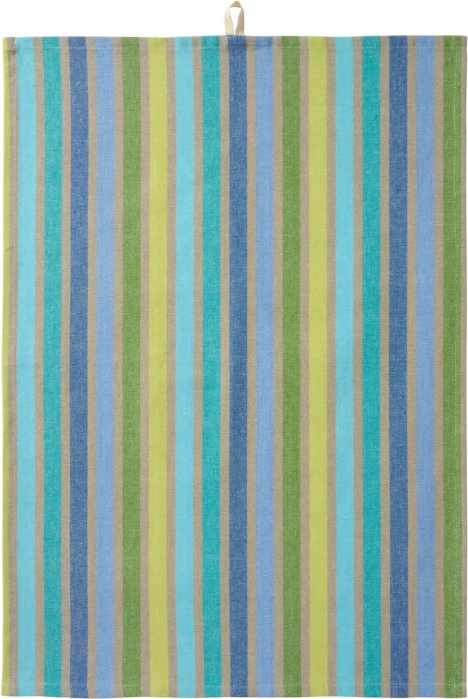 Ib Laursen Bavlnená utierka Multicoloured Stripes Blue