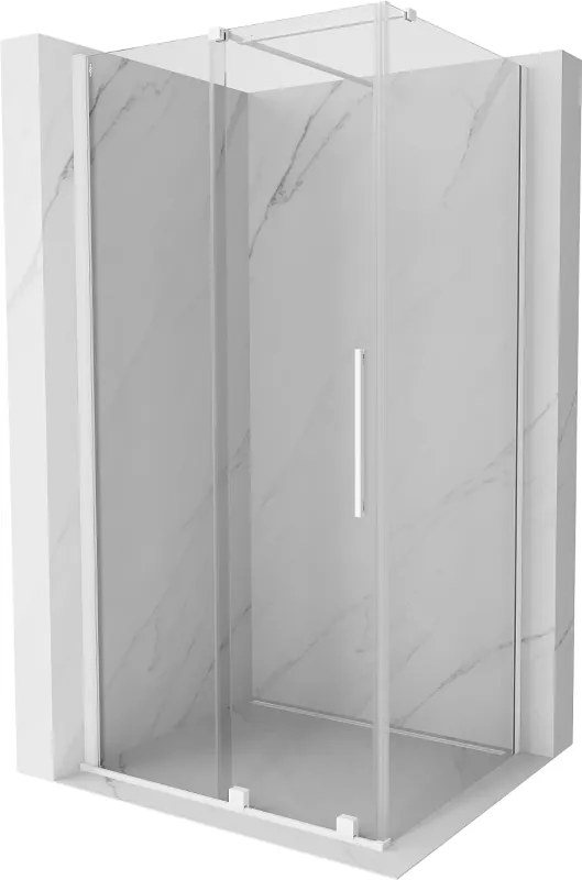 Mexen Velar, sprchový kút s posuvnými dverami 130(dvere) x 100(stena) cm, 8mm číre sklo, biela, 871-130-100-01-20