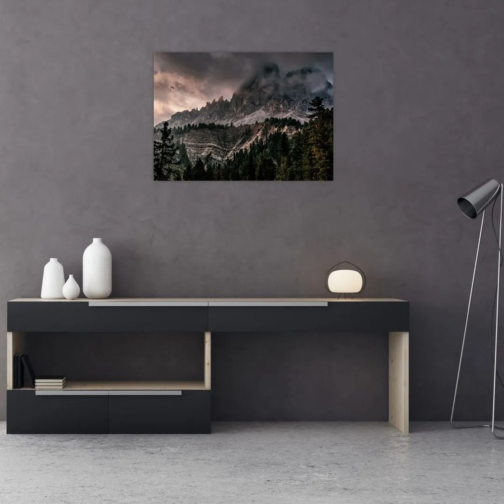 Sklenený obraz skalnatých hôr (70x50 cm)