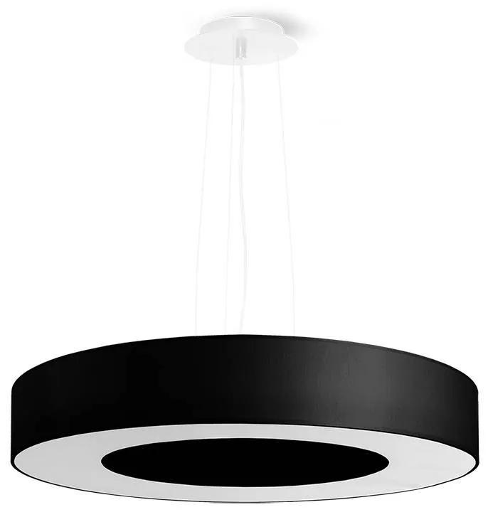 Závesné svietidlo Saturno Slim, 1x čierne textilné tienidlo, (biely plast), (fi 50 cm)