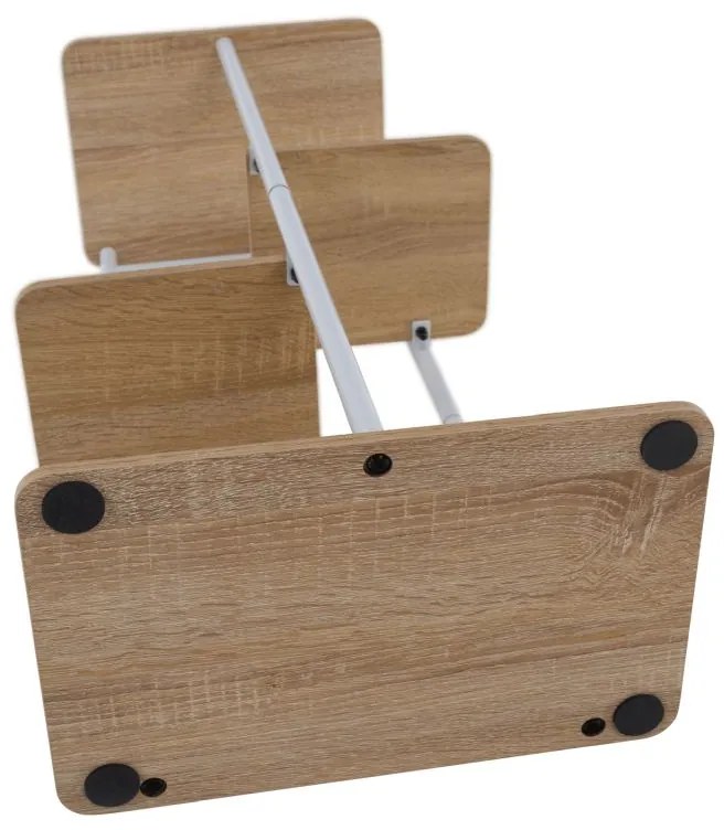 Kondela Stojan na kvety, kov biely, DTD dub sonoma, LEDOR TYP 1