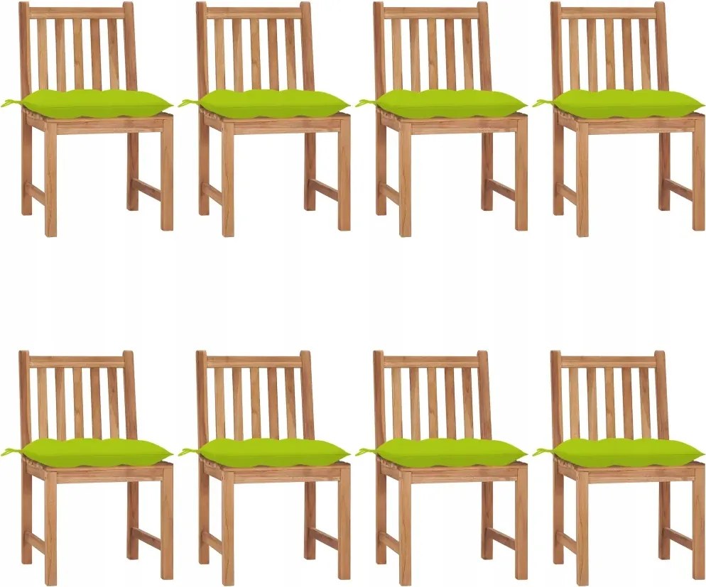 vidaXL Záhradné stoličky 8 ks s podložkami tíkový masív