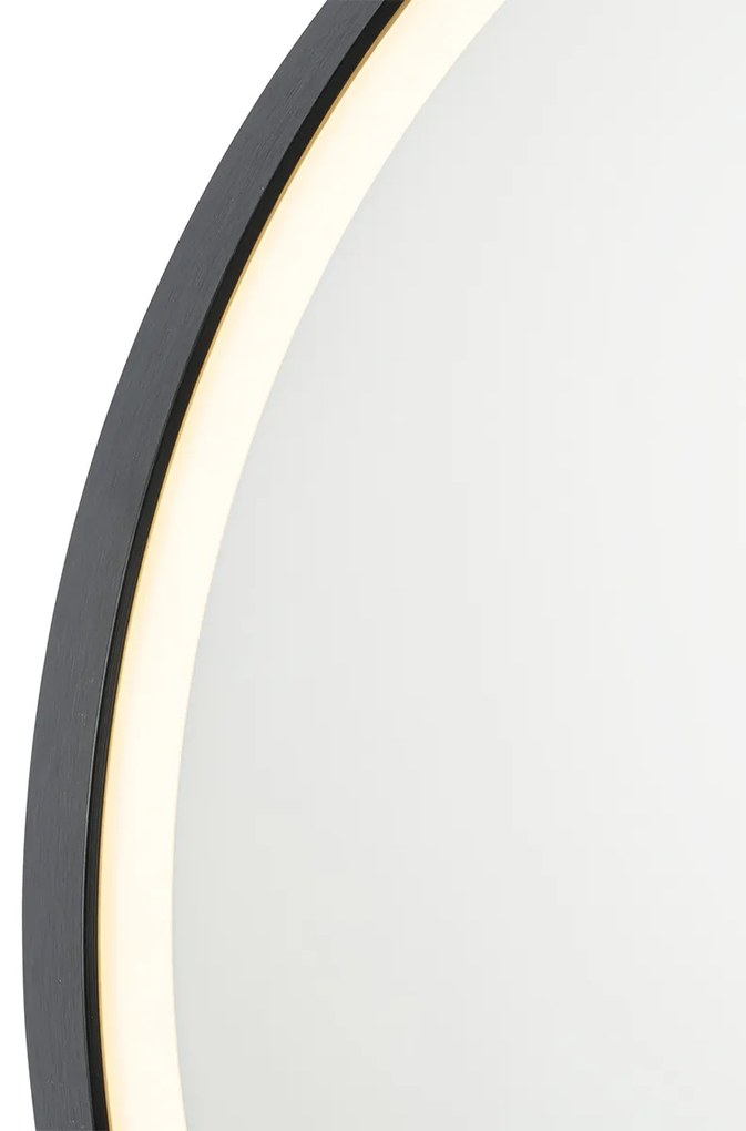 Čierne kúpeľňové zrkadlo 70 cm vrátane LED s dotykovým stmievačom - Miral