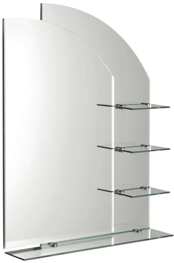 Aqualine Aqualine, WEGA zrkadlo 65x90cm, zaoblené, s policami, 65028