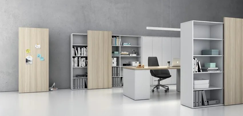 Kancelárska spisová skriňa BLOCK, 4× dvere, 1600 × 400 × 1748 mm, dub prírodný