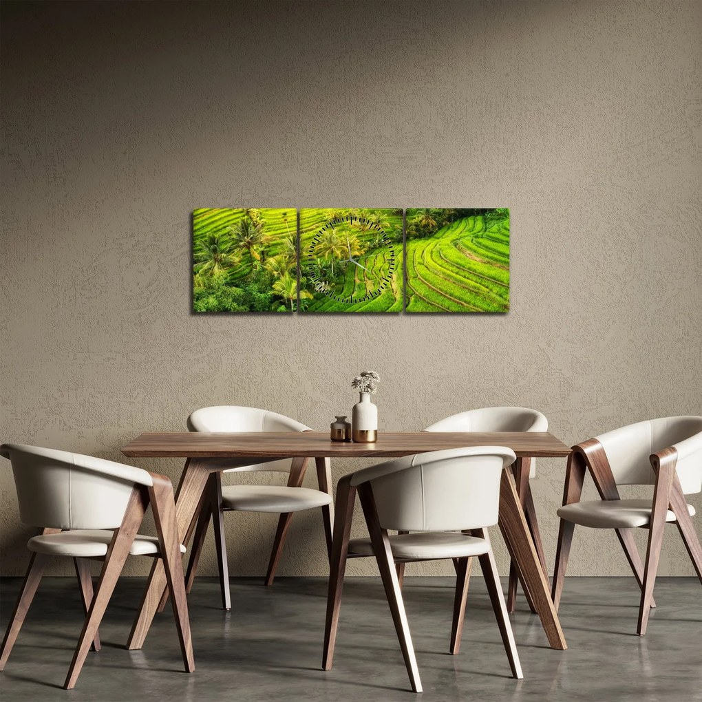 Obraz - Ryžové terasy (s hodinami) (90x30 cm)