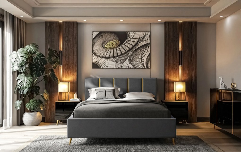 Dizajnová manželská posteľ TIFF 160x200 Farba: Šedá, Veľkosť: 180 x 200 cm