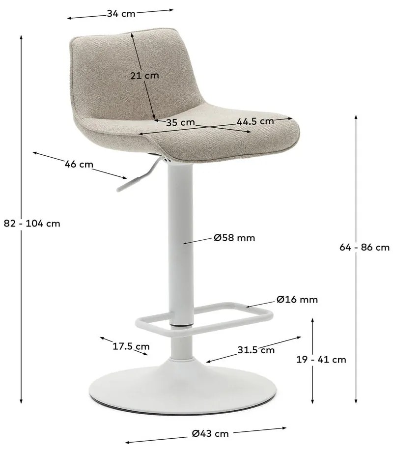 Béžové barové stoličky v súprave 2 ks 103 cm Zenda – Kave Home