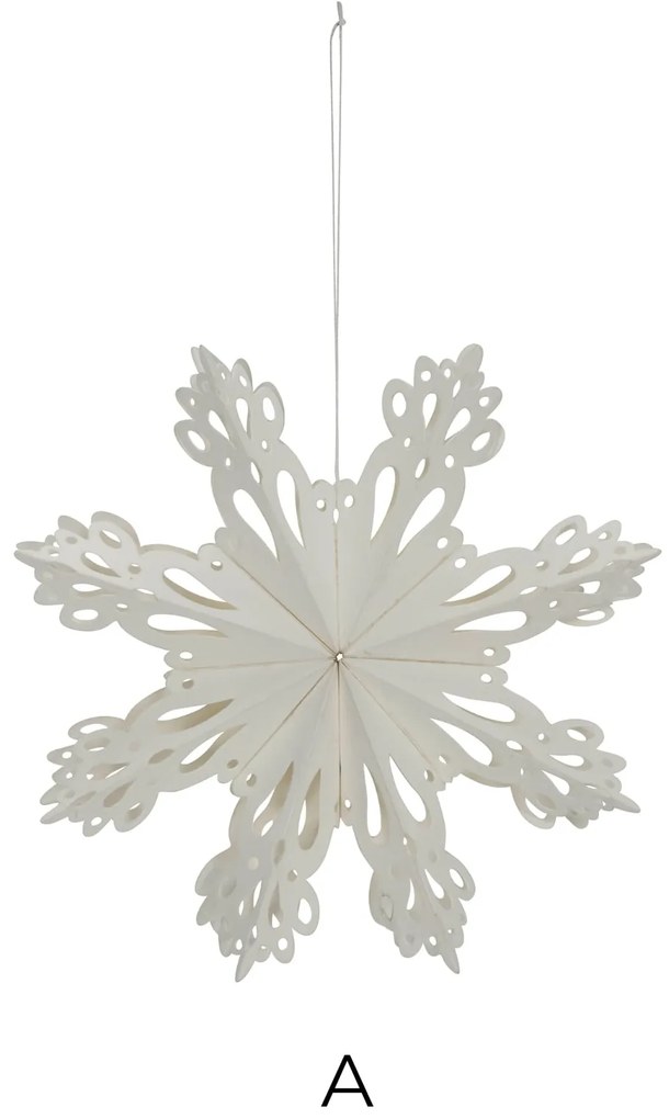 House Doctor Papierová vianočná ozdoba Snowflake White 15 cm – set 4 ks