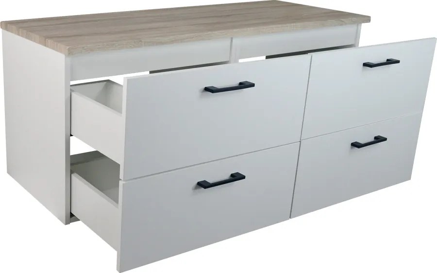 Comodo Kúpeľňová skrinka pod doskové umývadlo Agria NEW W 120-HD - biela/dub sonoma
