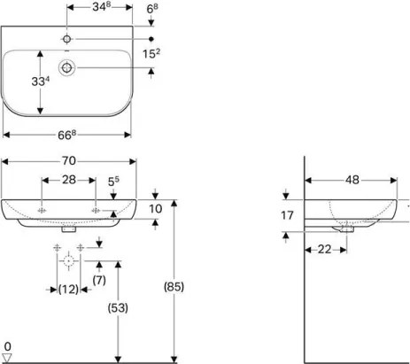 Geberit 500.248.01.1 - Závesné umývadlo Smyle 70x48 cm keramika/biela