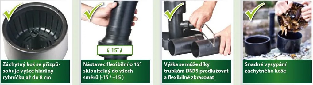 Odkalovač Heissner pre jazierka so stojanom do 40 m² F551-00