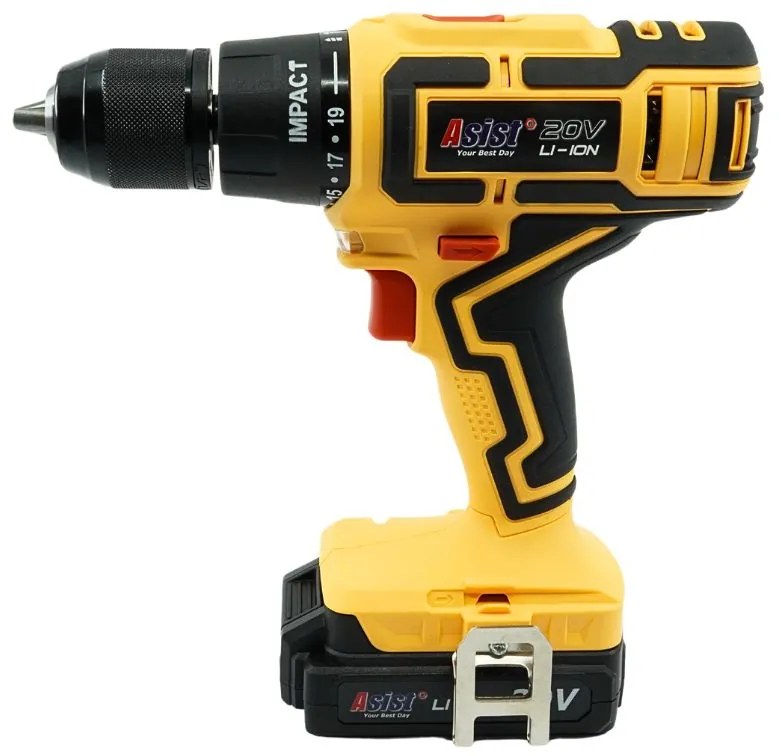 Aku vŕtačka 20V 2,0Ah v kufri ASIST AKU GANG