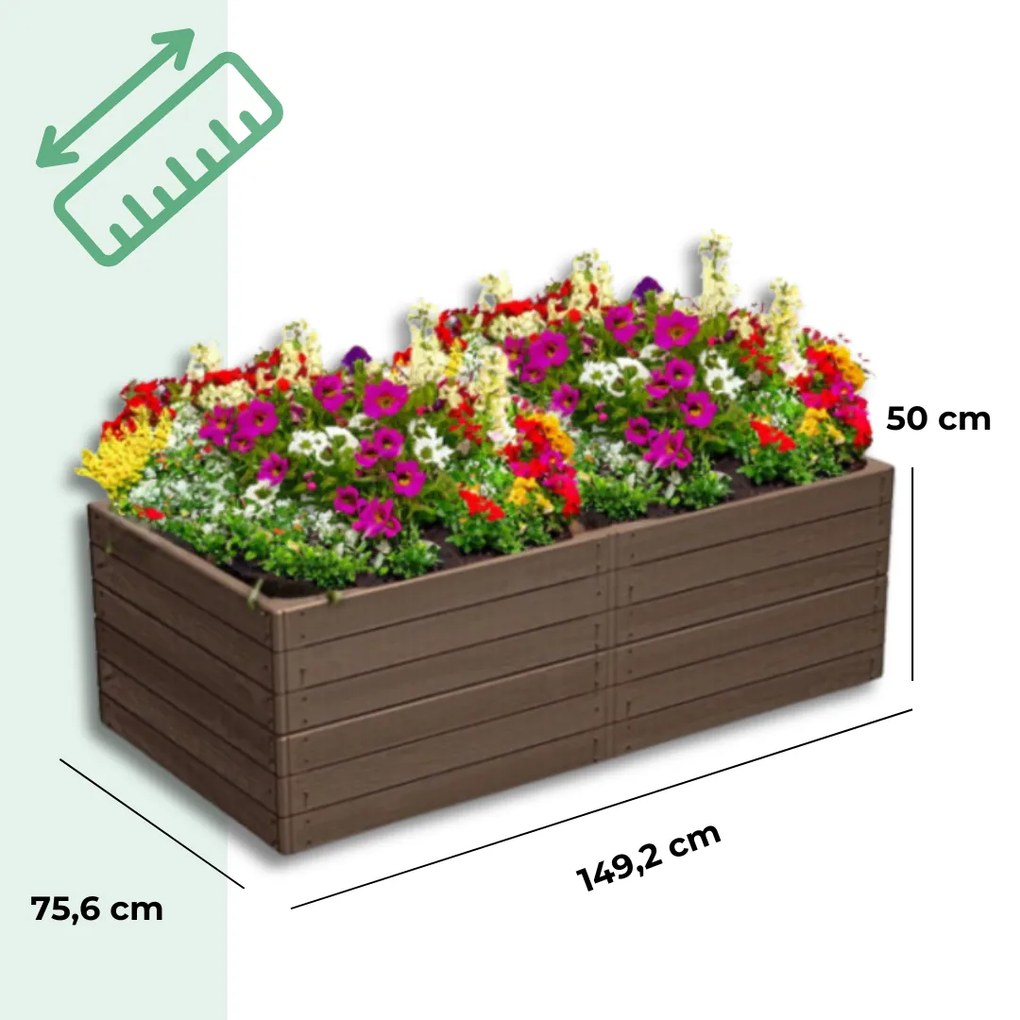 Prosperplast Vyvýšený záhon WOODY, 2ks, 149x75,6x25cm, hnedá