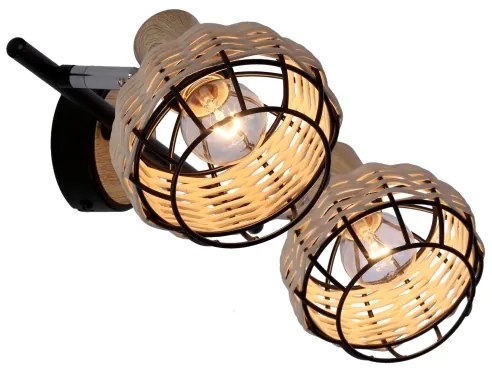 Bodové svietidlo TAJGA 2xE14/40W/230V ratan/čierna