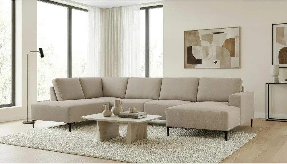 Svetlohnedá ženilková rohová pohovka (ľavý roh/do tvaru "U") Fabian – Scandic