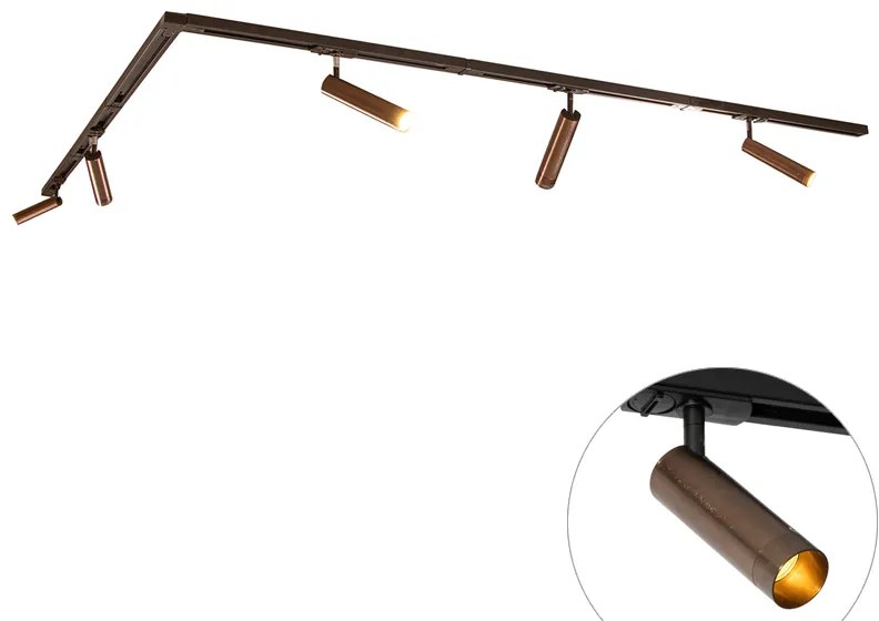 Moderný koľajnicový systém s 5 reflektormi tmavá bronz 1-fázový GU10 35 mm - Iconic Jeana Luxe