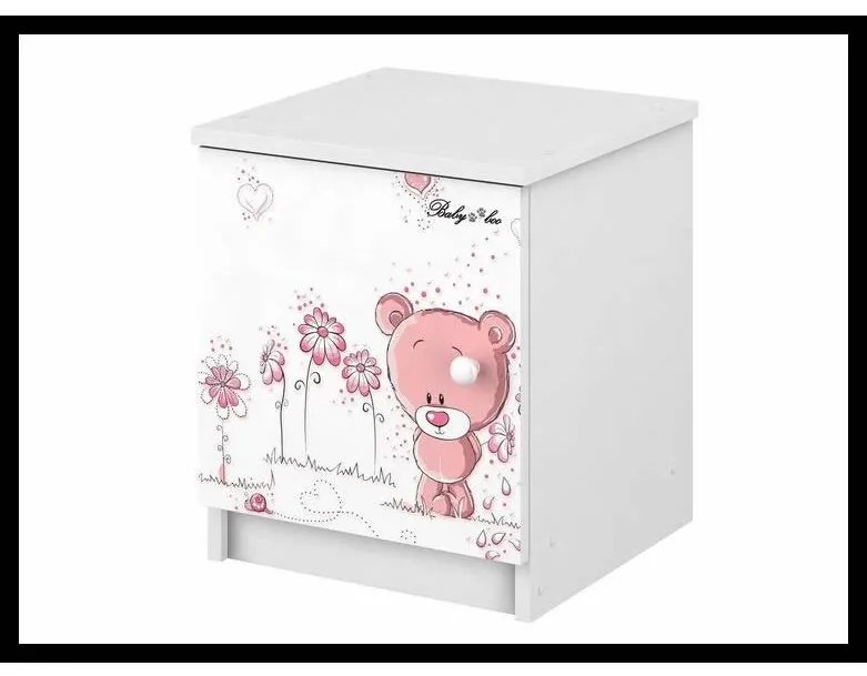 Detský nočný stolík RUŽOVÝ MACKO