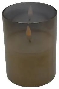 DECOLED LED svíčka ve skle, 7,5 x 10 cm, šedá