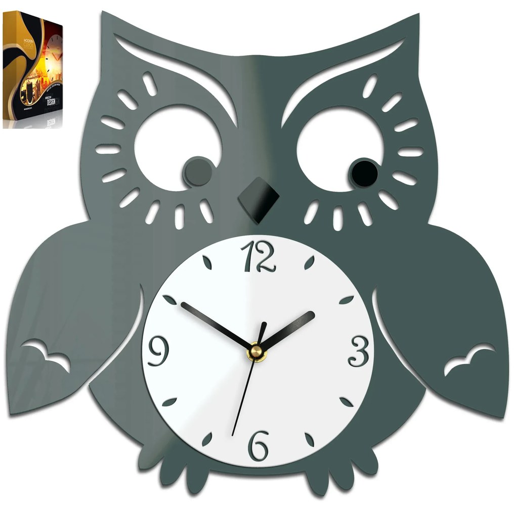 Nástenné hodiny Owl sivé
