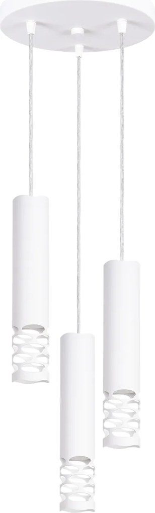 Závesné svietidlo Liro, 3x biele kovové tienidlo, o