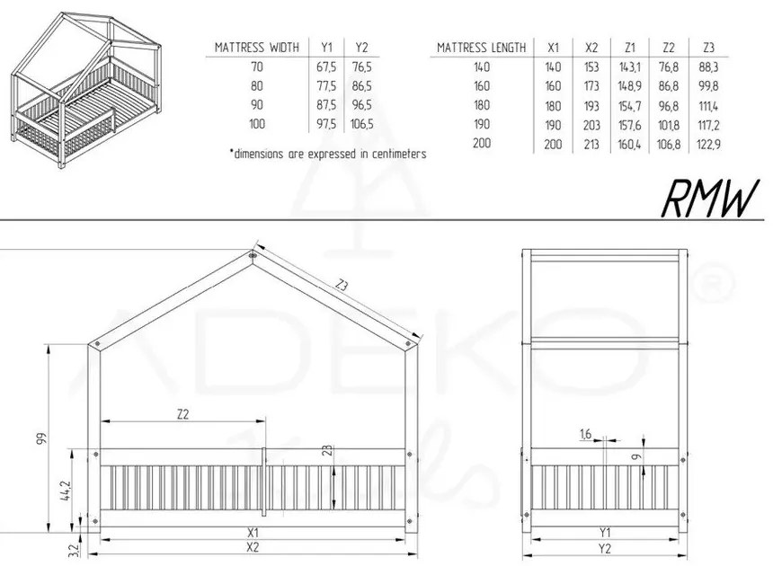 Domčeková detská posteľ z borovicového dreva s úložným priestorom a výsuvným lôžkom v prírodnej farbe 70x140 cm Mila RMW – Adeko