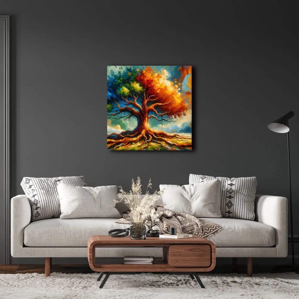 Obraz farebný strom života s koreňmi