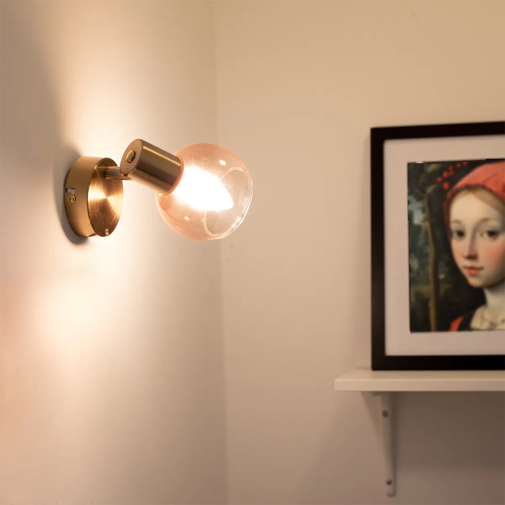 Art Deco bodové svetlo zlaté s ružovým sklom - Vidro