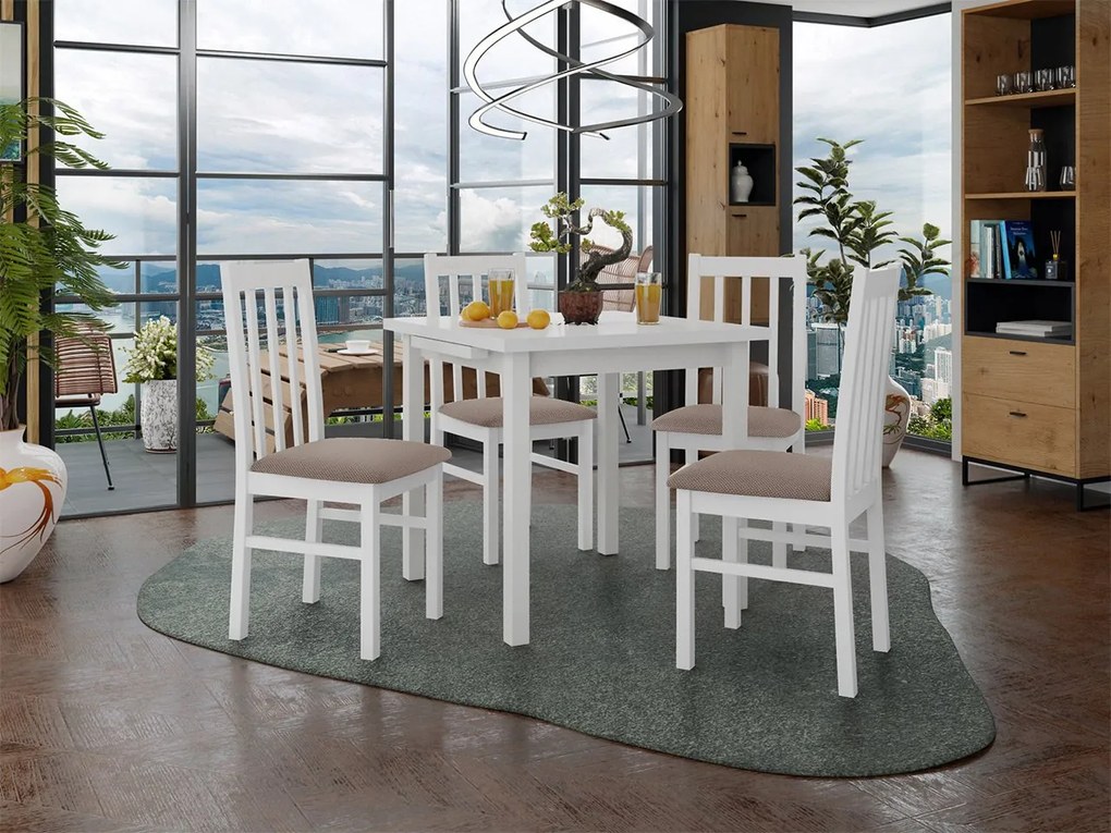 Rozkladací stôl so 4 stoličkami AL14, Morenie: Orech - L, Poťahové látky: 25x - Paros 2