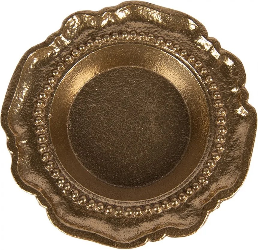 Zlatá antik dekoračná okrúhla miska Raw Gold - Ø 12*2 cm