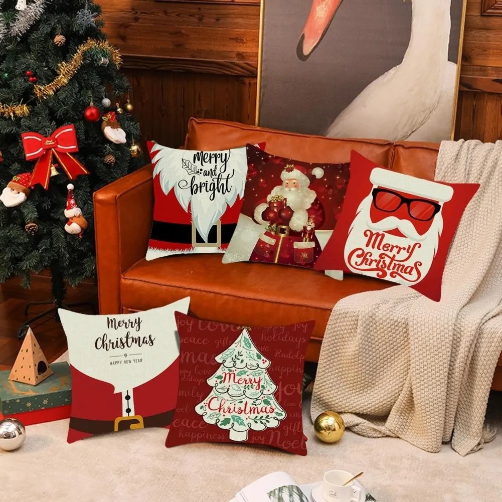 Vianočná 3D obliečka na vankúš Veselé Vianoce 45x45 cm biela/červená