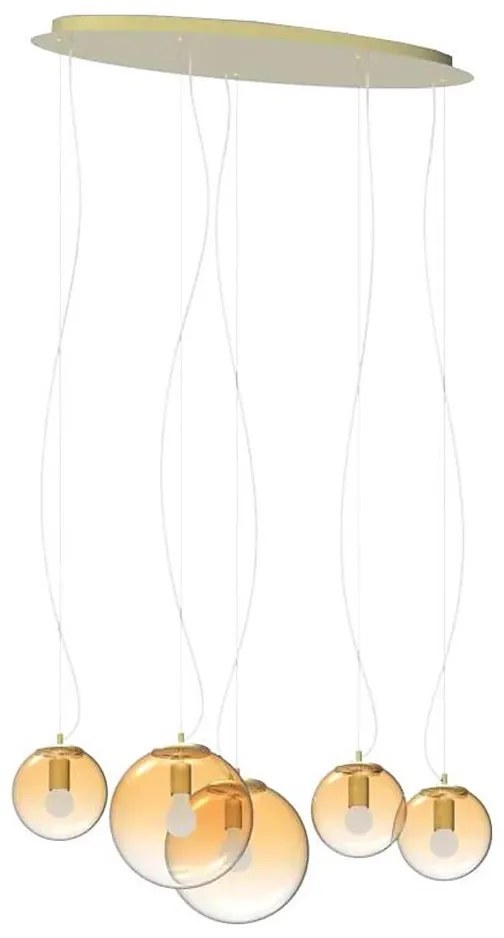 Ideal Lux - Luster na lanku MAPA 5xE27/42W/230V zlatá/dymová