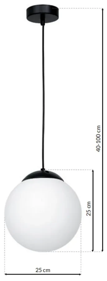 Závesné svietidlo Lima, 1x biele sklenené tienidlo, b