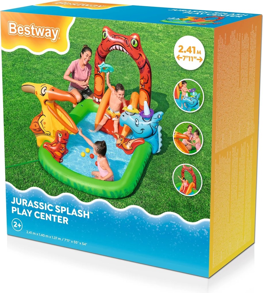 CH NAFUKOVACIE IHRISKO / BAZÉN S TOČACÍM KOLESOM S ŠMYKĽAVKOU JURASSIC 2,41 X 1,4 X 1,37 M *2168