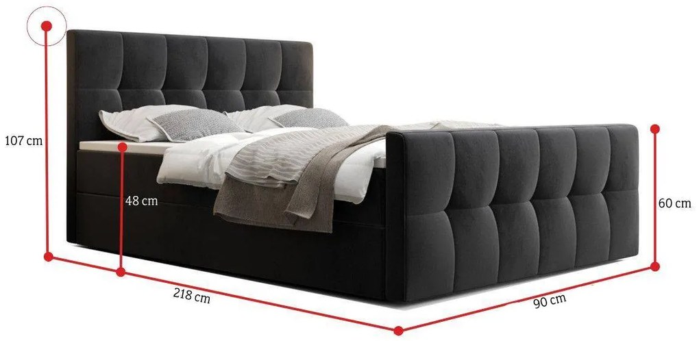 Čalouněná postel boxspring HATAN 2 - monolith 70 / pravá