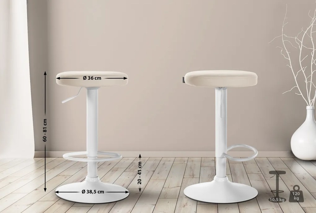 Design-Shop 2x Barová stolička Ponte - koženka, biely rám - Krémová