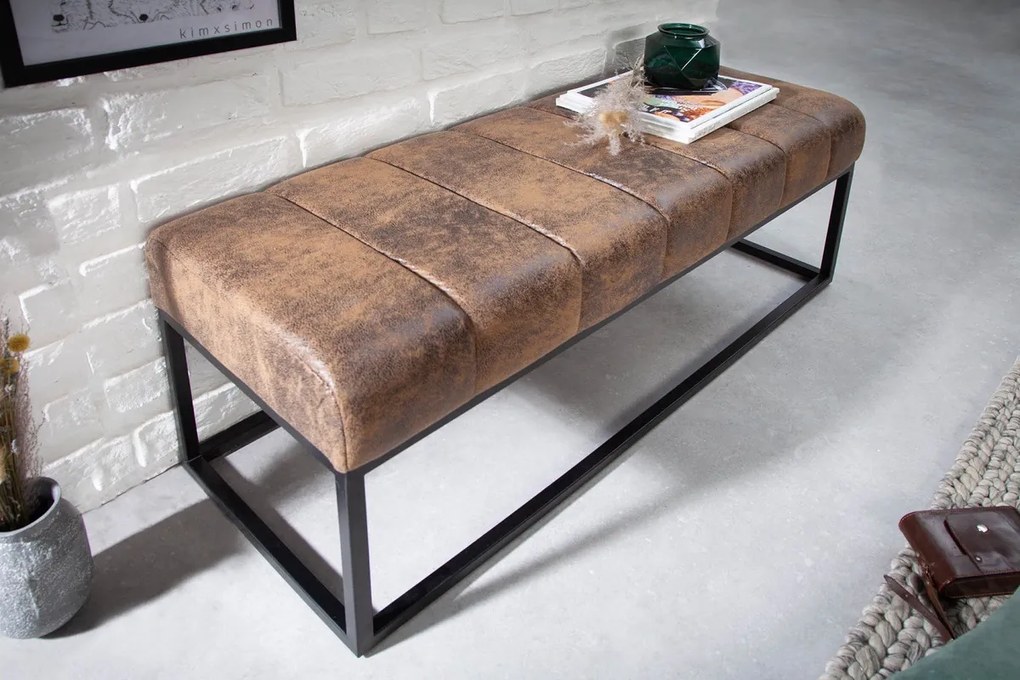 Dizajnová lavica Halle 110cm antik hnedá