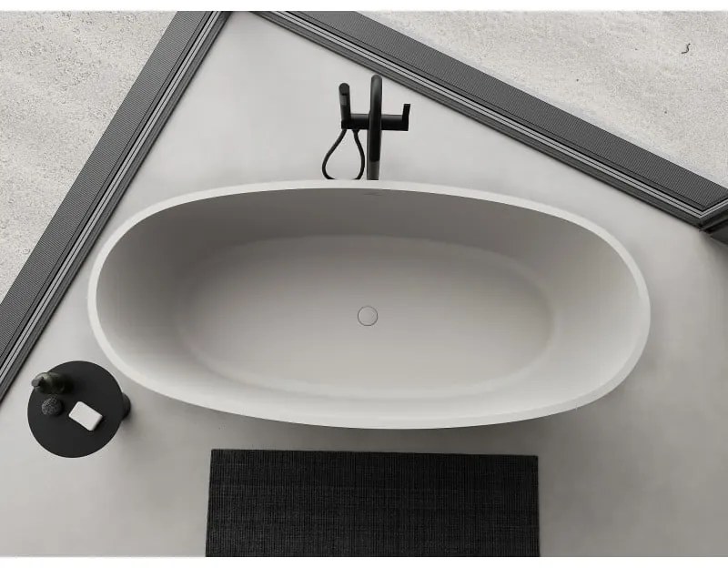 Mexen Torino, voľne stojaca vaňa z konglomerátu 155x78 cm, betónová matná, 57271557861