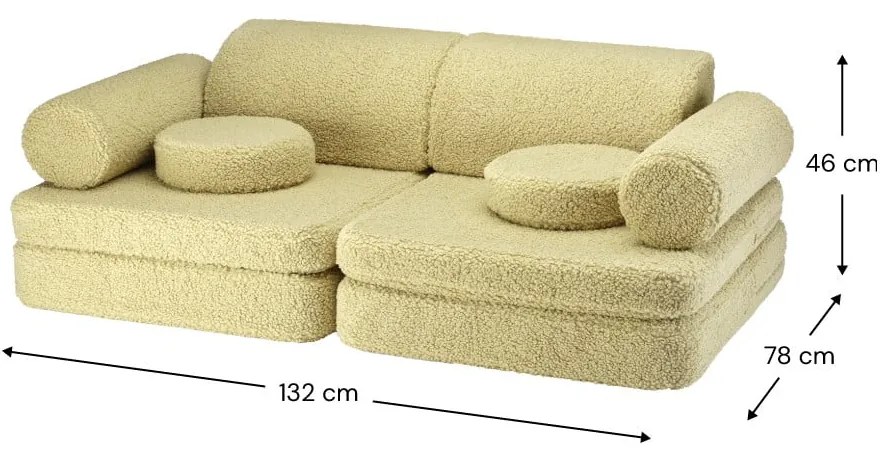 Zelená detská pohovka z textílie buklé 132 cm Settee – Wigiwama