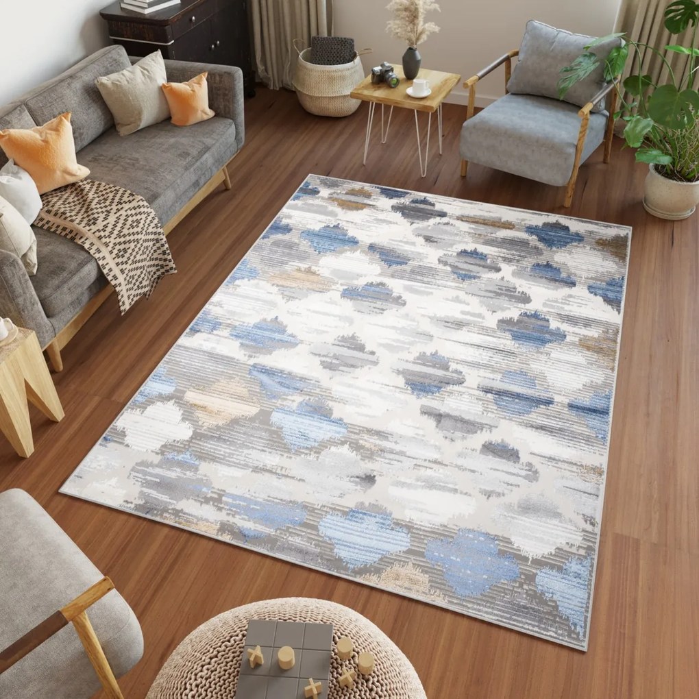 TA Koberec D654B BIELA D_MODRÉ ÚDOLIE Rozmer: 120x170 cm